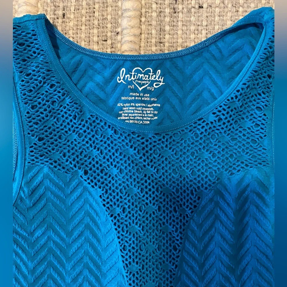Y2K Free People Intimately Boho Sleeveless Mini Bodycon Summer Beach Dress Teal